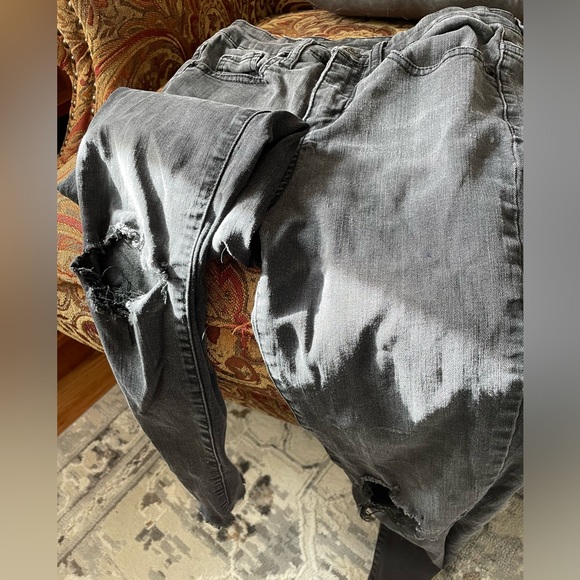 WOMENS PETITE DISTRESSED BLACK SKINNY JEANS 00 ARTIST PANTS WORK PANTS 🍀 2 - Picture 7 of 7